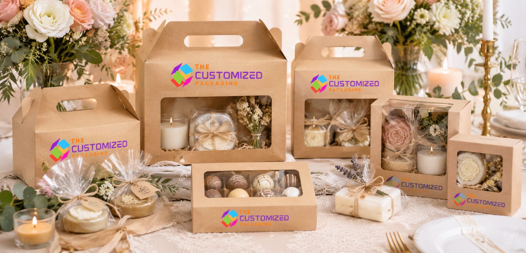 Gable Wedding Favor Boxes with Built-In Handles Gable Wedding Favor Boxes with Built-In Handles